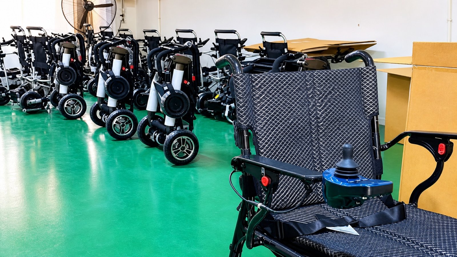 Wheelchairs arranged for factory review