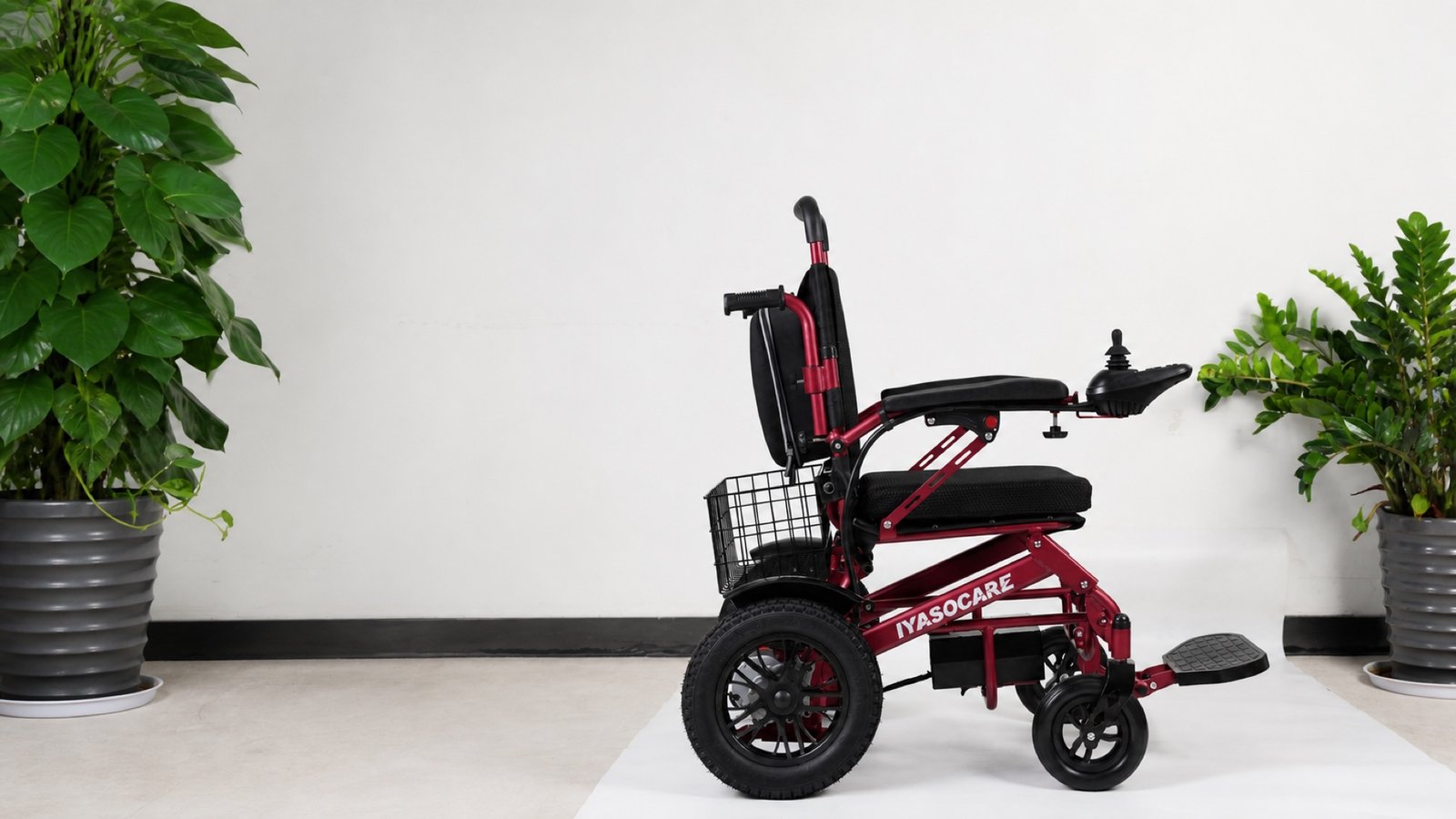 Electric wheelchair shown in a full product view